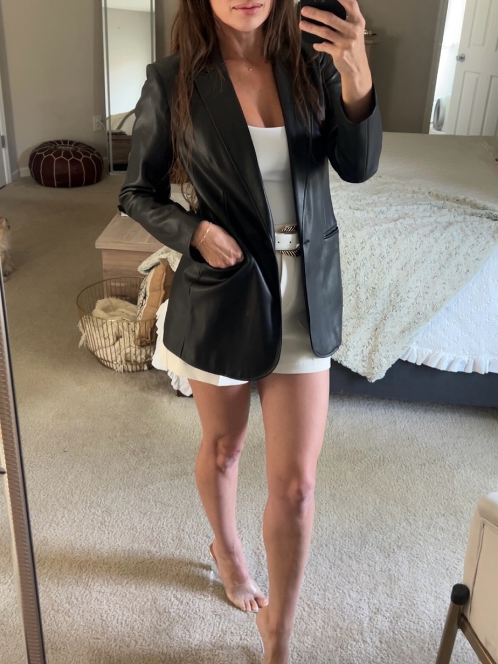 Express Black Faux Leather Jacket Blazer